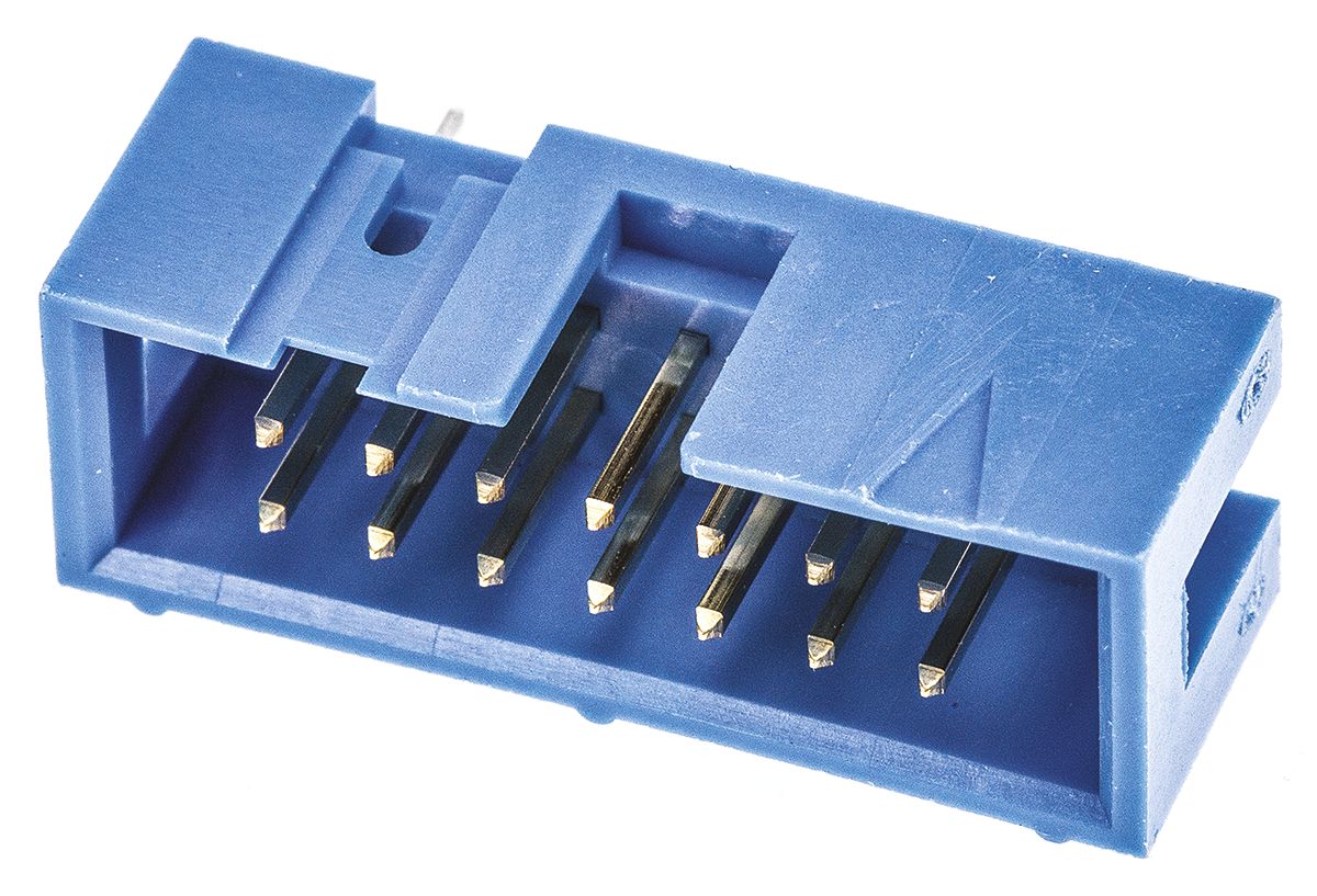 TE Connectivity AMP-LATCH Series Straight Through Hole PCB Header, 14 Contact(s), 2.54 mm Pitch, 2 Row, Shrouded