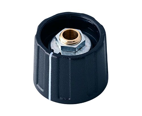 OKW 20mm Black Potentiometer Knob for 6mm Shaft Round Shaft, A2620060