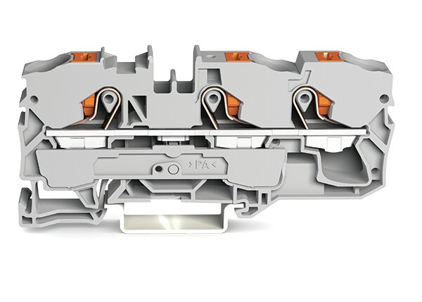WAGO2210-1301 TOPJOB S, 2210 Series Feed Through Terminal Block, 10mm², Single-Level, Push-In Cage Clamp Termination,