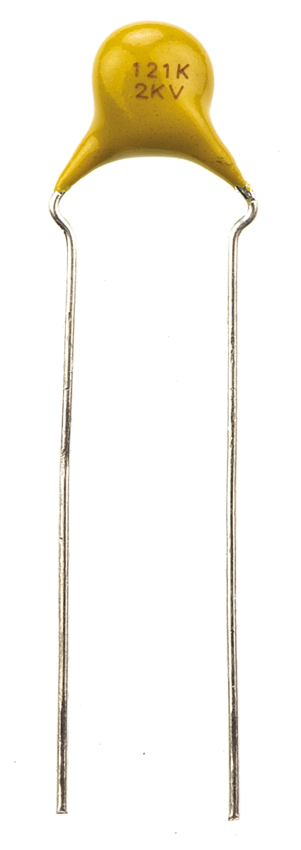 Vishay Single Layer Ceramic Capacitor (SLCC) 120pF 2kV dc ±10% S3N Dielectric, F, Through Hole +125°C Max Op. Temp.