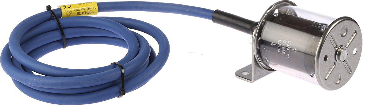 Gems Sensors LS-270-E Series Cable Mount Stainless Steel Float Switch, Float, 2m Cable, SPST NC