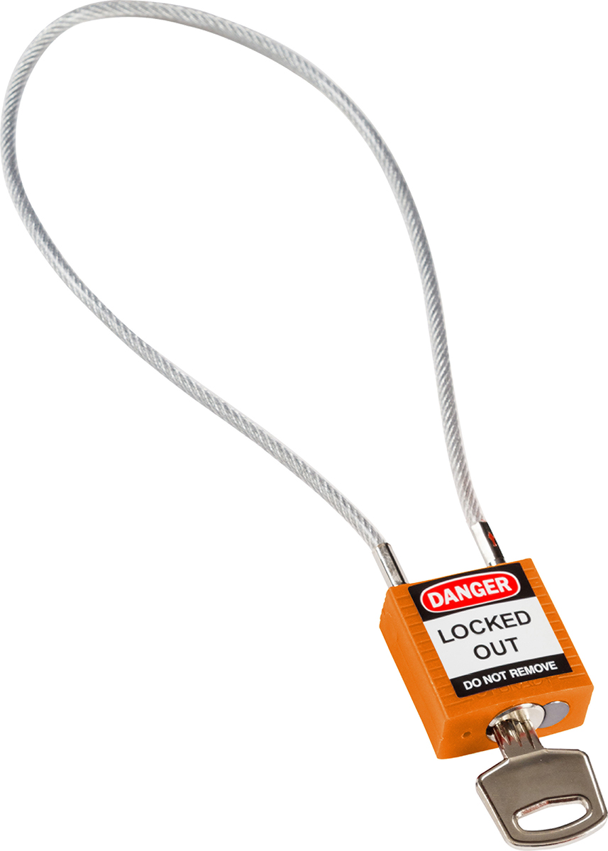 Brady Orange 1-Lock Rugged Reinforced Nylon Body with Sheathed Steel Cable Keyed Padlocks & Safety Padlocks, 4.7mm