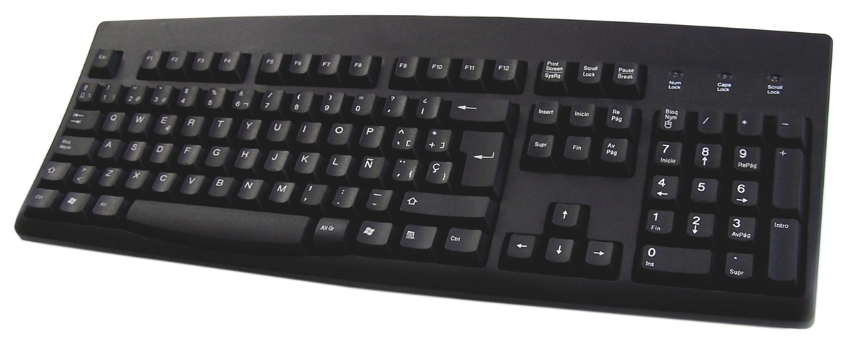 Ceratech Wired PS/2, USB Keyboard, QWERTY (Spain), Black