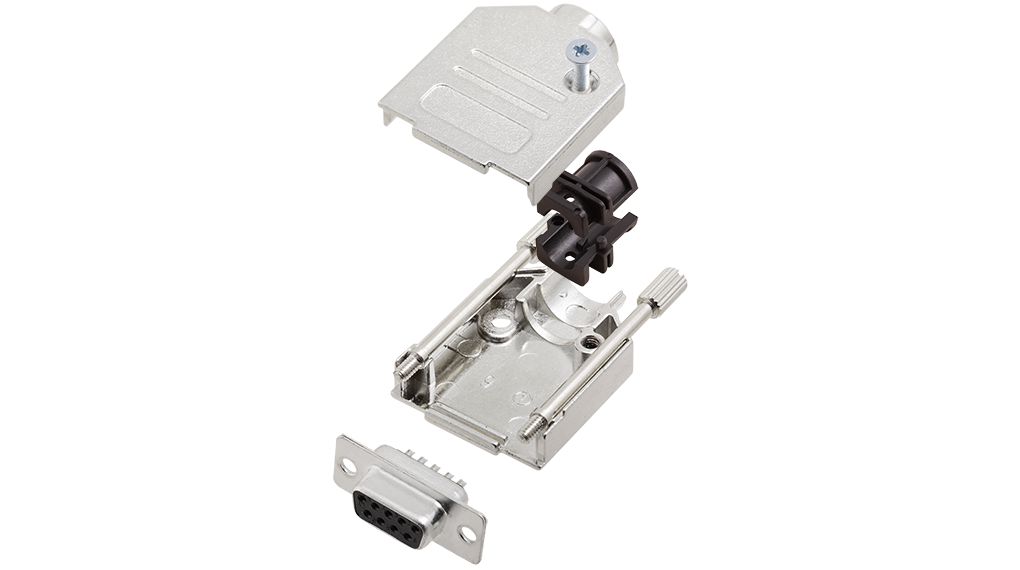 Encitech Connectors 6355 Series Zinc Top Entry D Sub Backshell, 9 Way