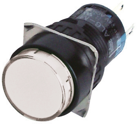 Idec Illuminated Push Button Switch, Momentary, Panel Mount, 16.2mm Cutout, SPDT, White LED, 250V, IP65