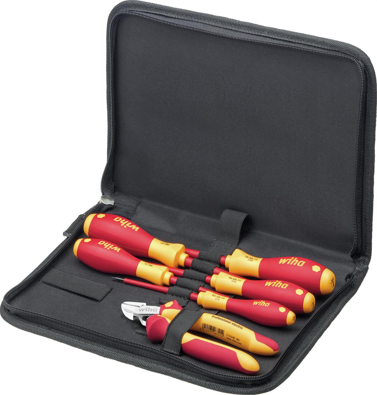 Wiha 7 Piece Electrician Tool Kit Tool Kit with Pouch, Yes