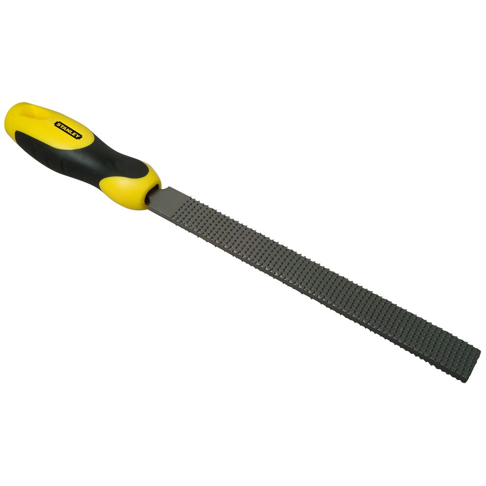 Stanley 380mm, Rasp Cut, Flat File Handle With Soft-Grip Handle