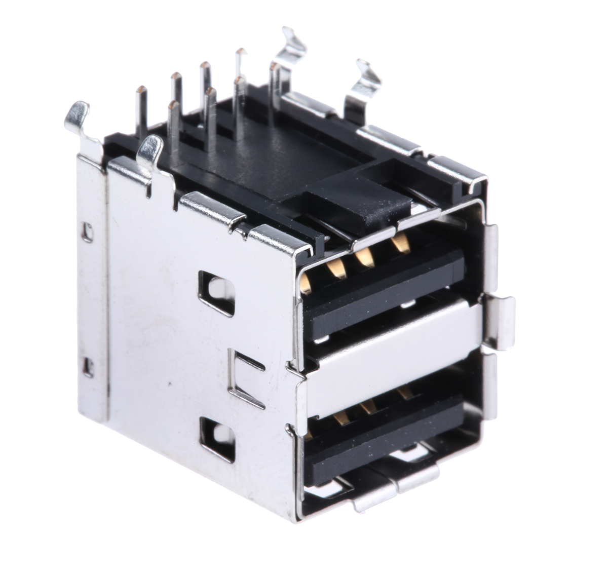 Molex Right Angle, Through Hole, Socket- Dual Port Type A USB Connector