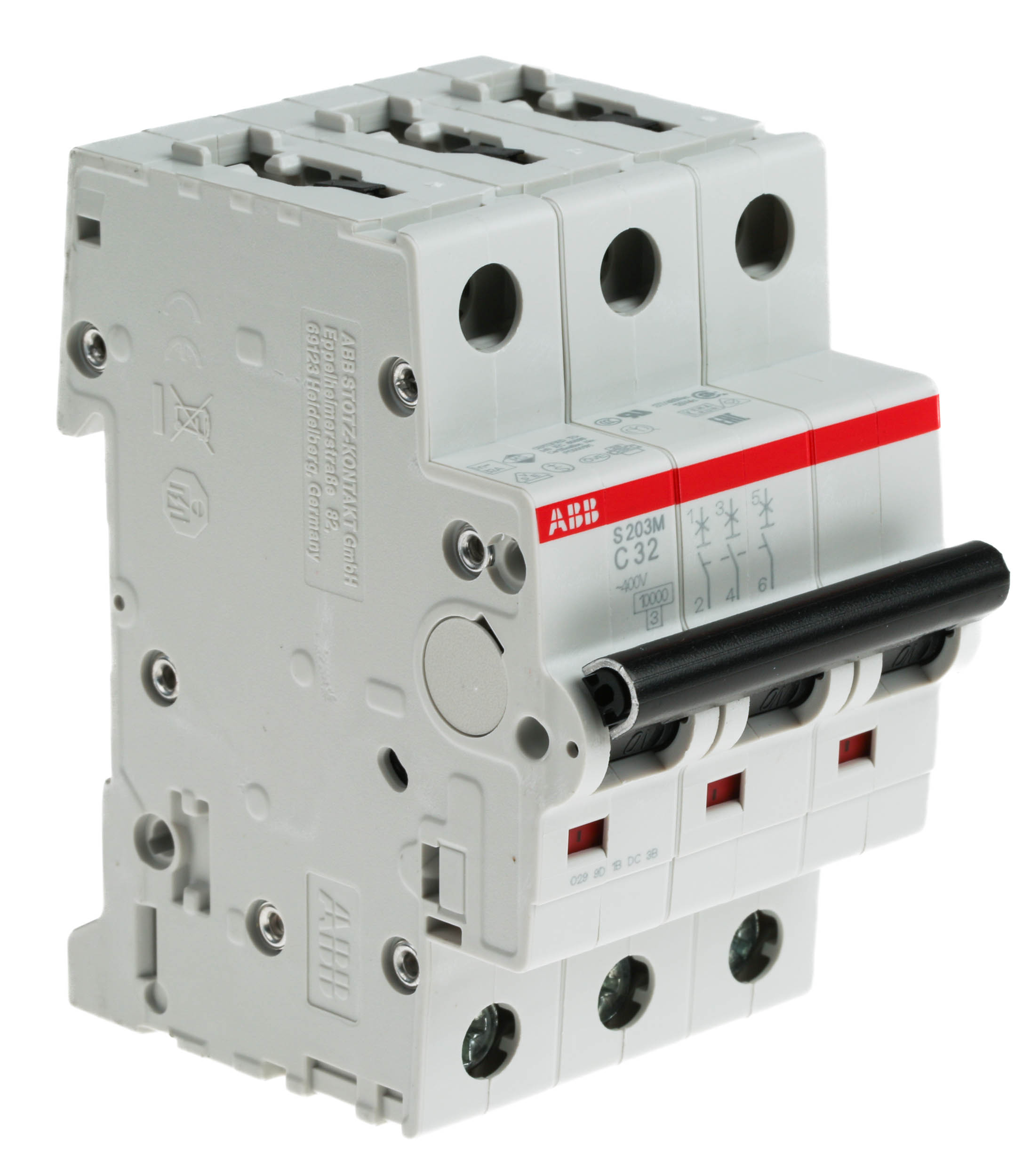 ABB System Pro M Compact S200M MCB, 3P, 32A Curve C, 440V AC, 12V DC, 10 kA Breaking Capacity