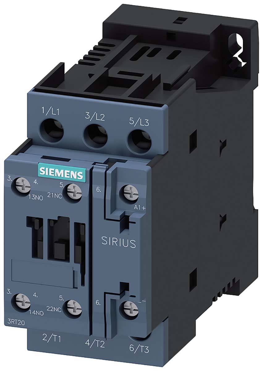 Siemens SIRIUS 3RT Size S0, 3RT2 Contactor, 24 V dc Coil, 3-Pole, 12 A, 5.5 kW, 1NO + 1NC