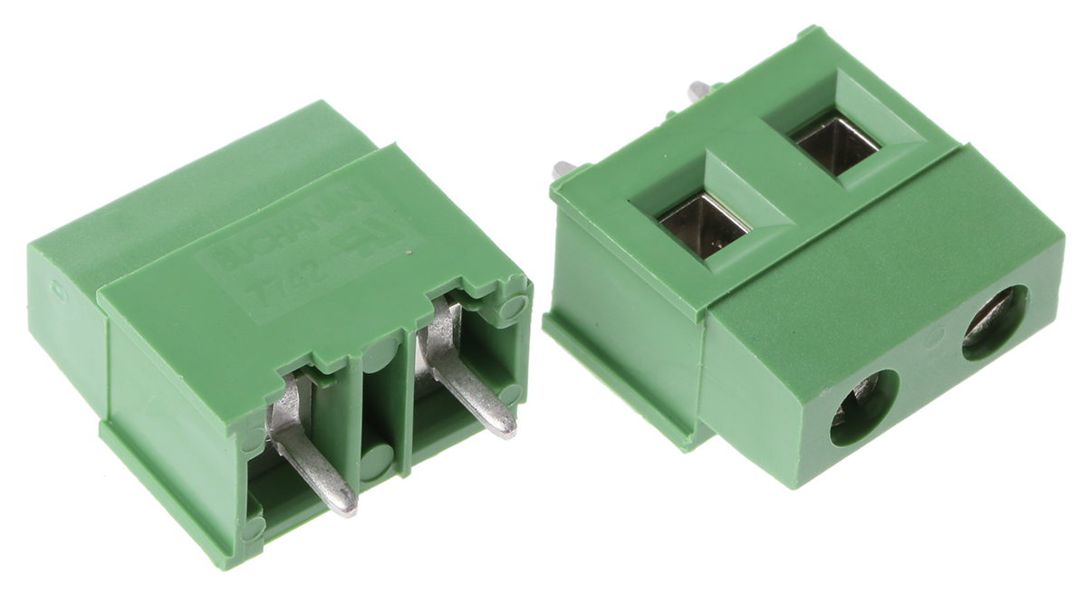TE Connectivity Buchanan Series PCB Terminal Block, 2-Contact, 7.5mm Pitch, Through Hole Mount, 1-Row, Screw Termination
