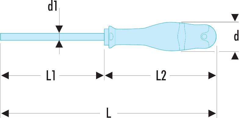 Facom Slotted Screwdriver, 5.5 mm Tip, 200 mm Blade, 309 mm Overall