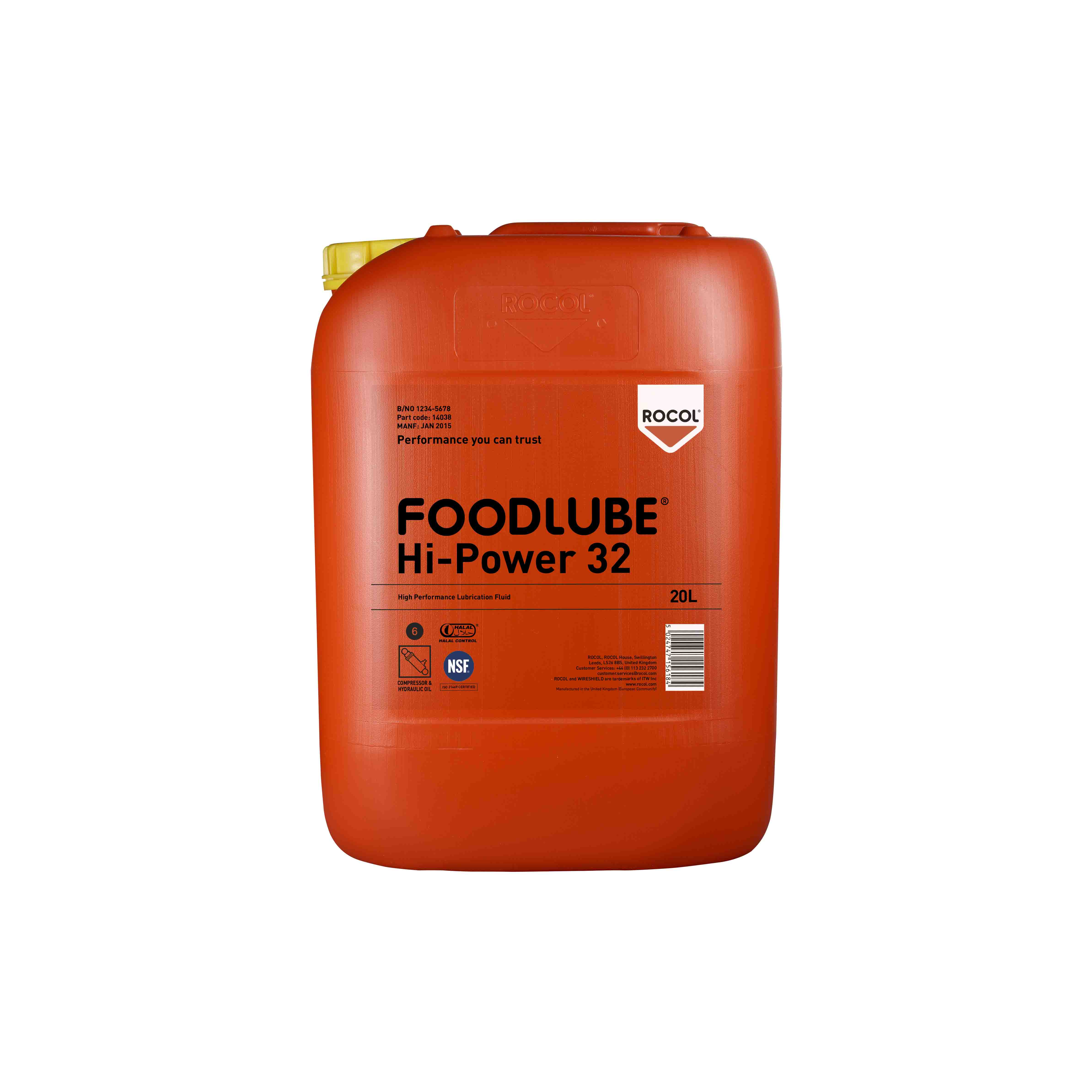 Rocol Foodlube® Hi-Power 32 PFAS Free Lubricant 20L Can,Food Safe