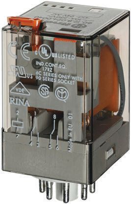 Finder Plug In Power Relay, 24V dc Coil, DPDT