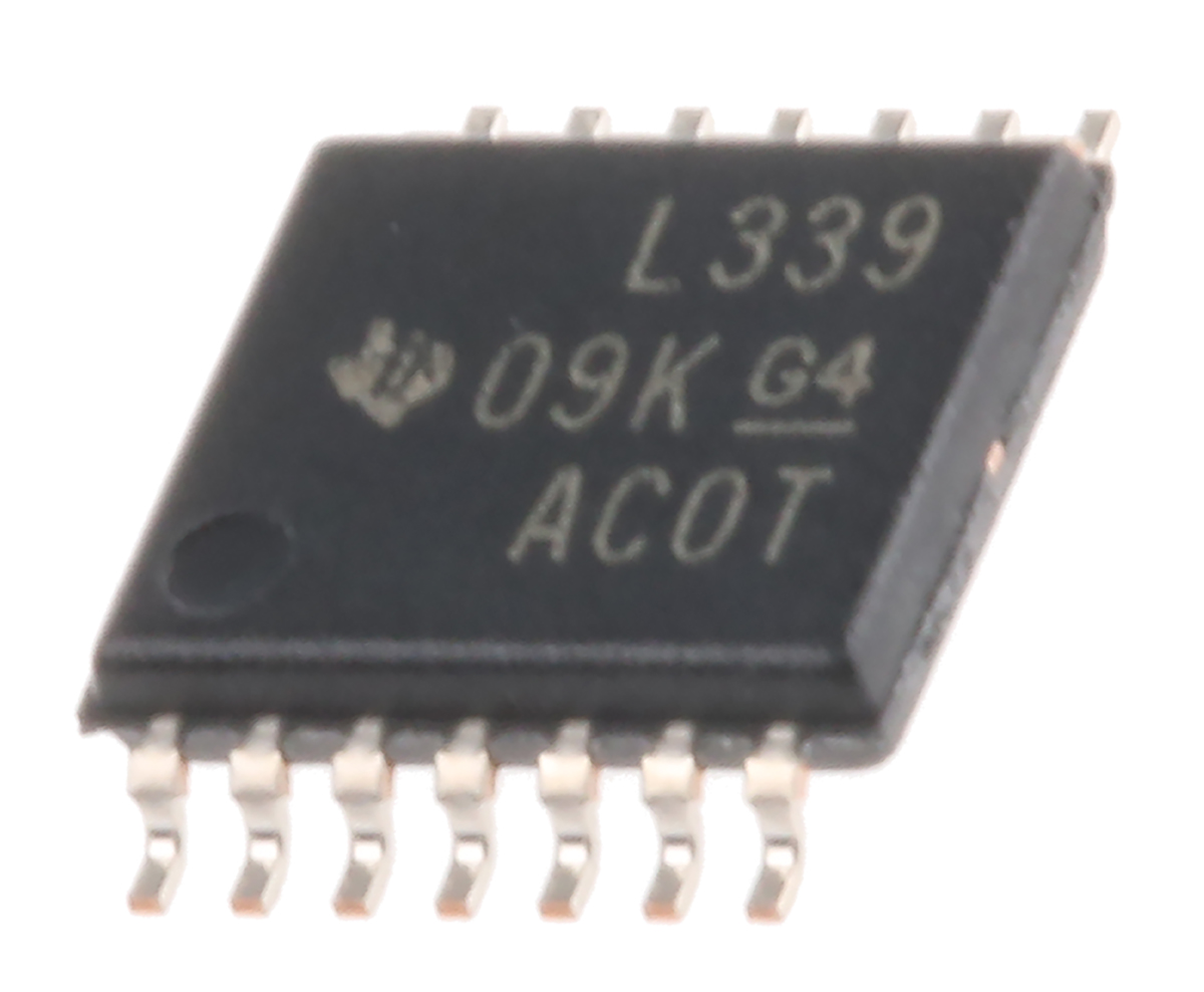 LM339PW Texas Instruments, Quad Comparator, Open Collector O/P, 1.3μs 3 → 28 V 14-Pin TSSOP