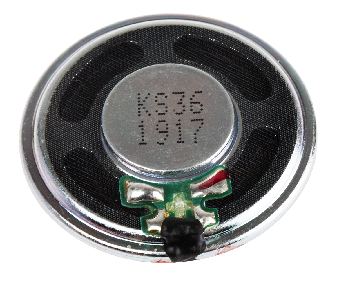 RS PRO 8Ω 1W Miniature Speaker 36mm Dia. , 36 (Dia.) x 4.8mm