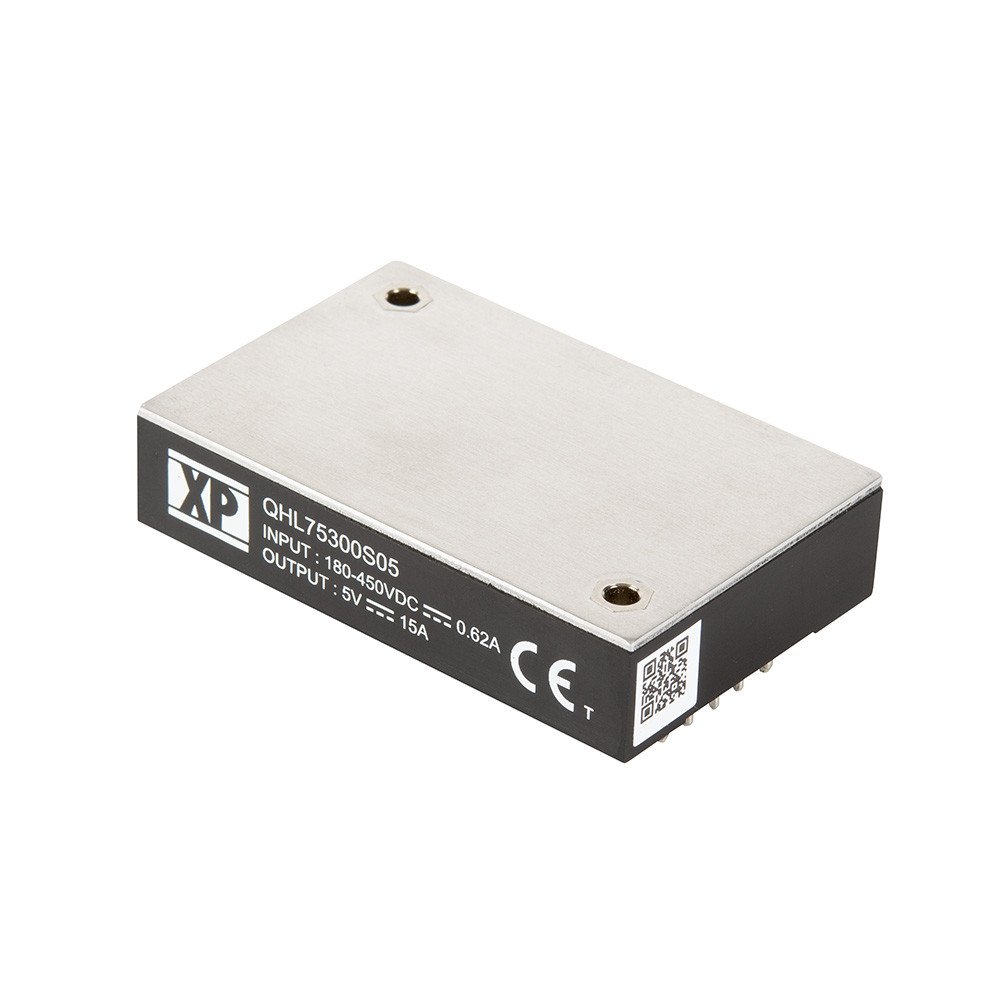 XP Power QHL75 DC-DC Converter, 48V dc/ 1.5A Output, 180 → 450 V dc Input, 75W, Through Hole, +105°C Max Temp