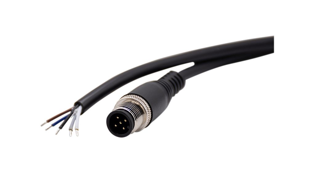 RND Male 5 way M12 to Free Cable End Connector Cable, 2 m