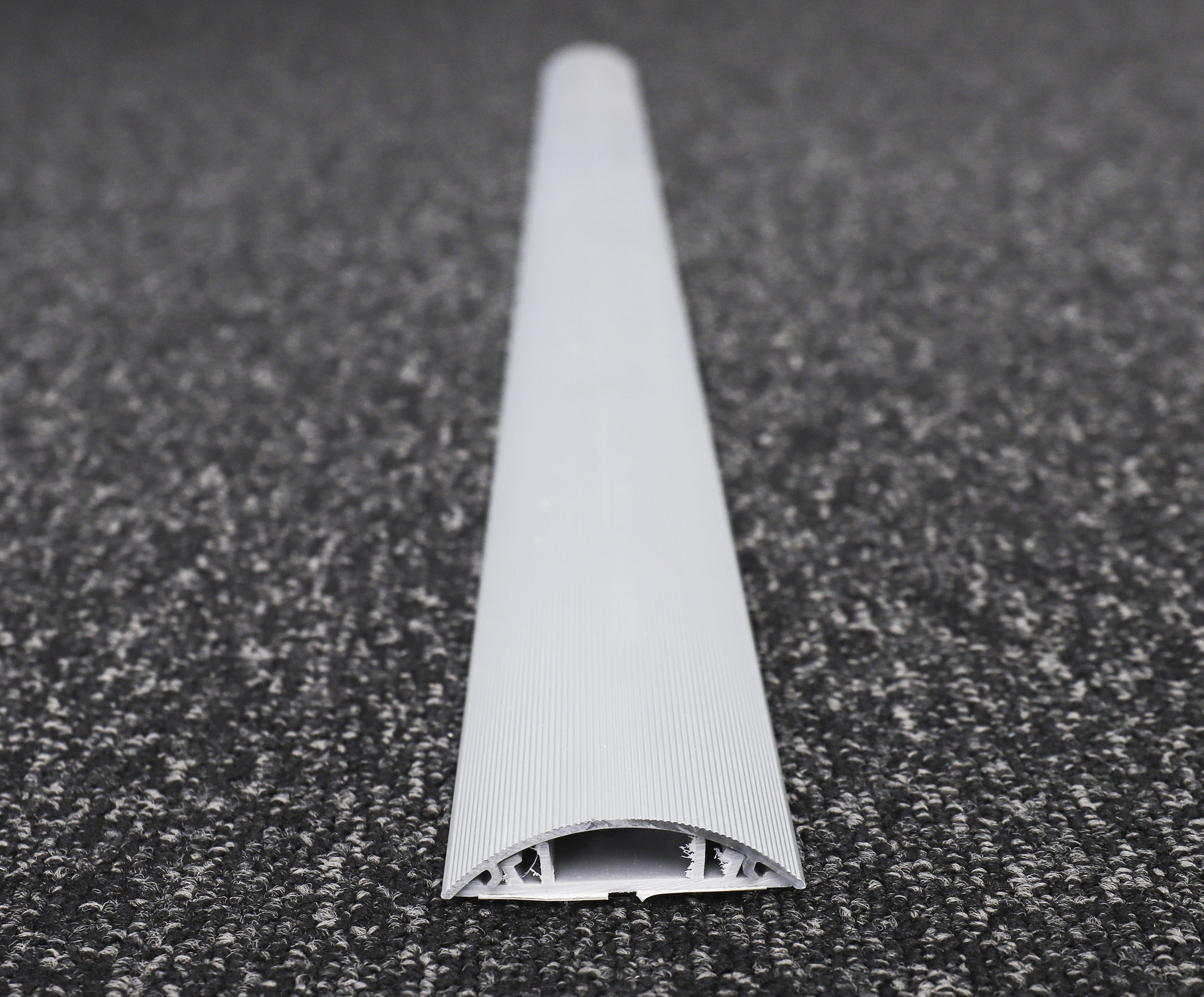 RS PRO Grey Floor Trunking - Closed Slot, W50 mm x D9.8mm, L1m, Aluminium Alloy (Lid), PVC (Base)