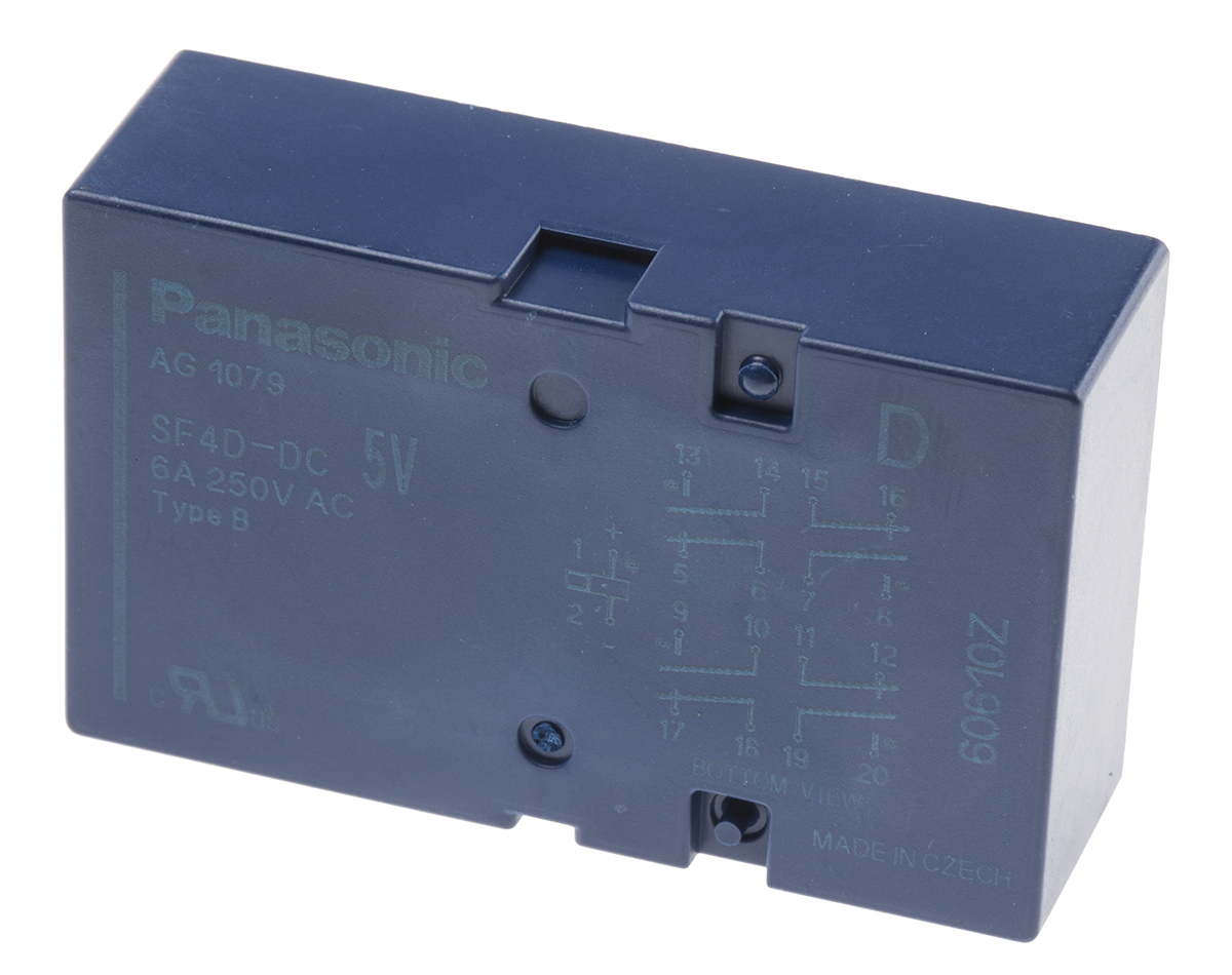 Panasonic PCB Mount Force Guided Relay, 5V dc Coil Voltage, 4 Pole, 4NO/4NC