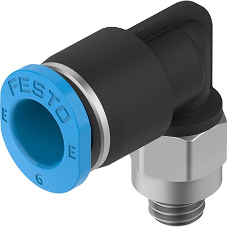 Festo NPQE-L Series Push-in Fitting, M5 to Push In 6 mm, Threaded Connection Style, NPQE-L-M5-Q6-F1A-P10