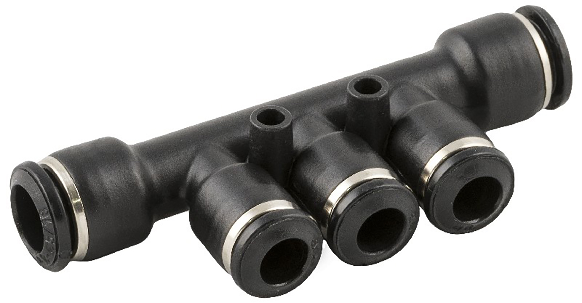 RS PRO 3 Outlet Manifold Push In 10 mm Push In 6 mm