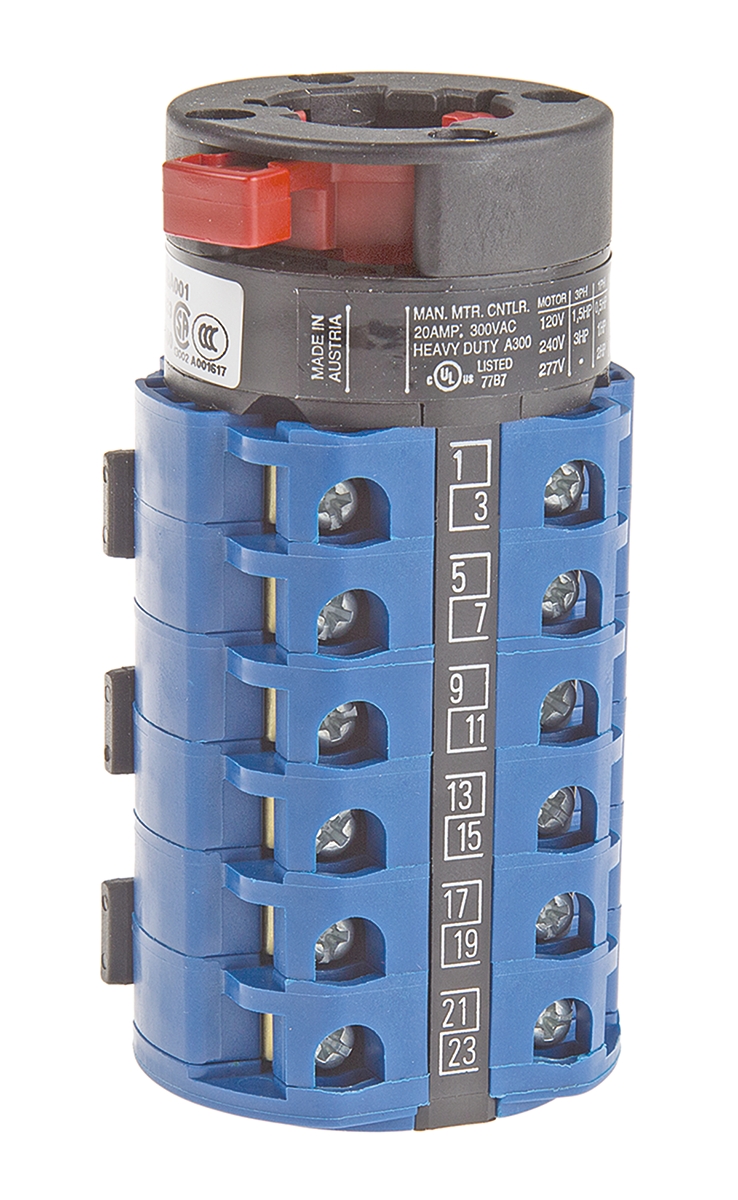 Kraus & Naimer, 6P 3 Position 60° Double Throw Cam Switch, 20A
