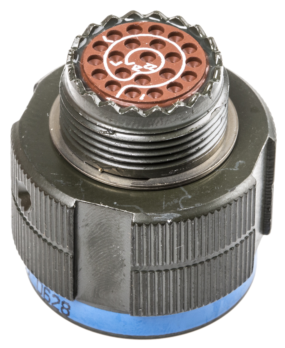 Amphenol Limited, TV, Copper Alloy 22 Way Cable Mount MIL Spec Circular Connector PlugGreen, Pin Contacts,Shell Size