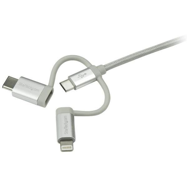 StarTech.com USB 2.0, Male USB A to Male Lightning, Micro USB B, USB C, 480Mbps, 1m