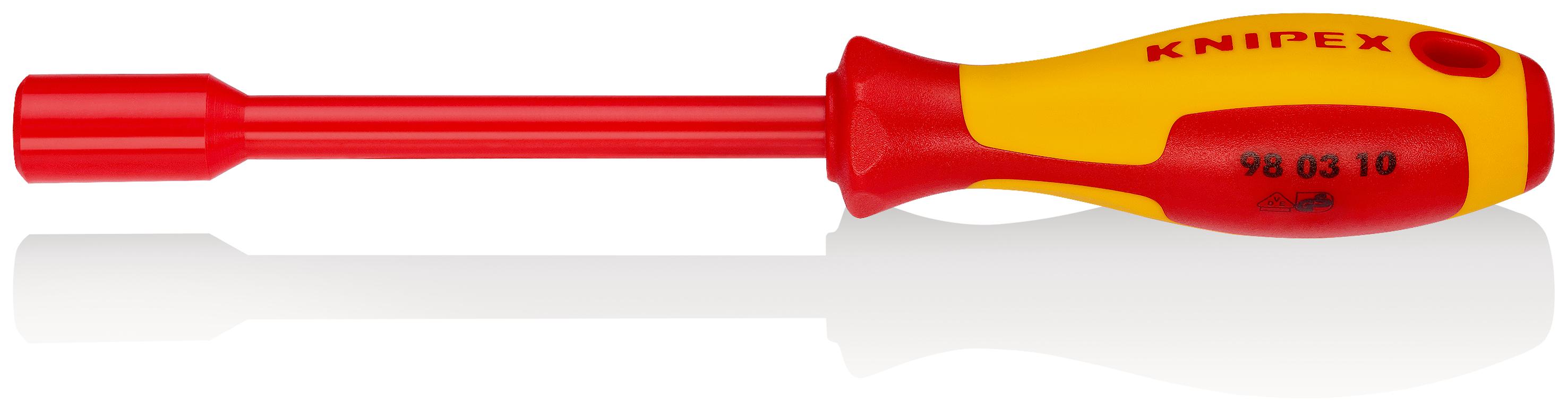 Knipex Hexagonal Nut Driver, 10 mm Tip, VDE/1000V, 125 mm Blade, 237 mm Overall