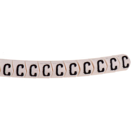 HellermannTyton Helagrip Slide On Cable Markers, Black on White, Pre-printed "C", 2 → 5mm Cable, 901-10415