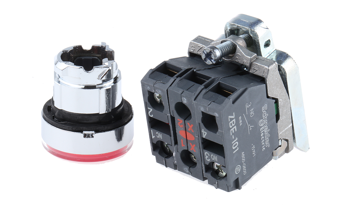 Schneider Electric Harmony XB4 Series Illuminated Push Button, Panel Mount, 22mm Cutout, SPDT