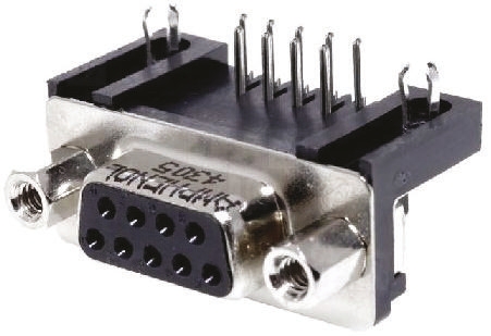 Amphenol Communications Solutions L717SD 9 Way Right Angle Through Hole D-sub Connector Plug, with 4-40 UNC Female