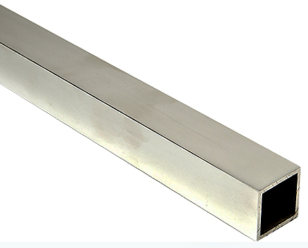 Square Aluminium Metal Tube, 1 1/4in ID, 1m L, 1 1/2in W, 1 1/2in H, 10SWG Thickness