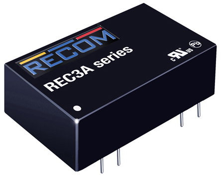 Recom REC3A DC-DC Converter, 5V dc/ 600mA Output, 18 → 36 V dc Input, 3W, Through Hole, +100°C Max Temp -40°C