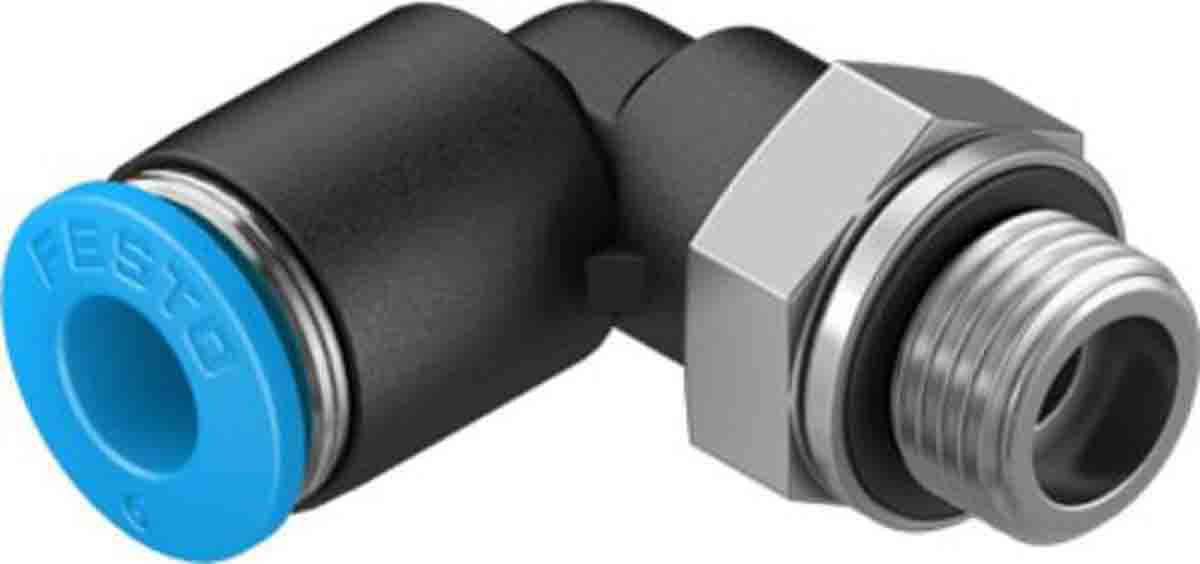 Festo QSL Series Elbow Threaded Adaptor, G 1/8 Male to For tubing outside diameter 6 mm, Threaded-to-Tube Connection