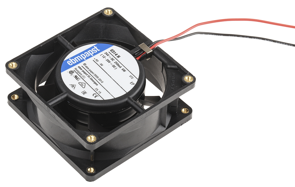 ebm-papst 8300 Series Axial Fan, 24 V dc, DC Operation, 80m³/h, 6W, 80 x 80 x 32mm