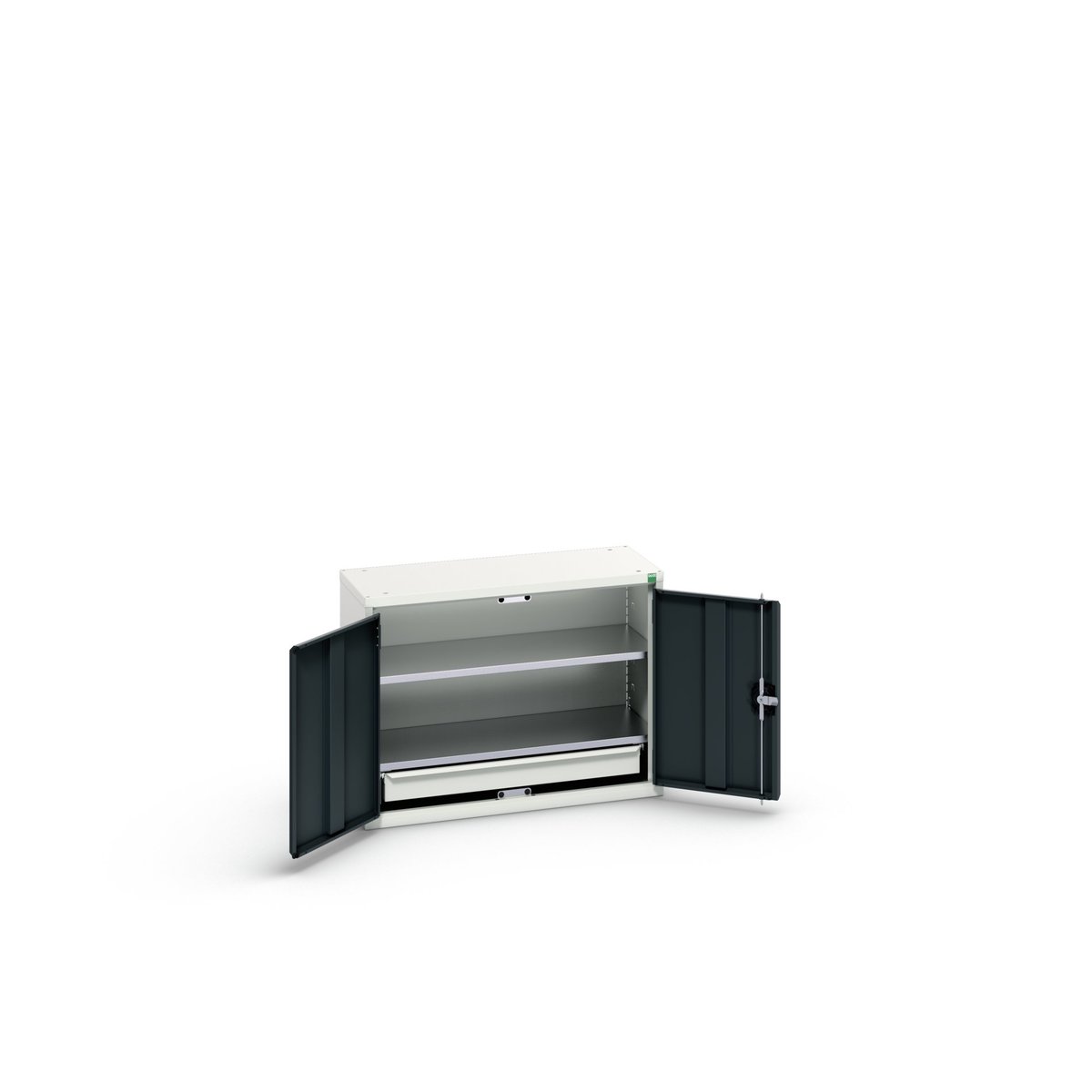 Bott 2 Door, 1 Drawer Sheet Steel Floor Standing Cupboard, 800 x 350 x 600mm