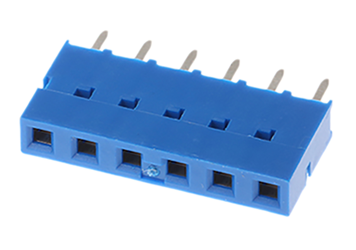 Amphenol Communications Solutions Dubox Series Straight Through Hole Mount PCB Socket, 6-Contact, 1-Row, 2.54mm Pitch,