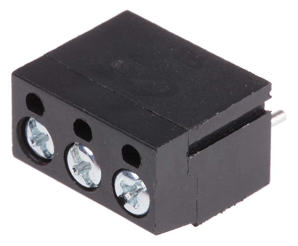 RS PRO PCB Terminal Block, 3-Contact, 5mm Pitch, Through Hole Mount, 1-Row, Screw Termination