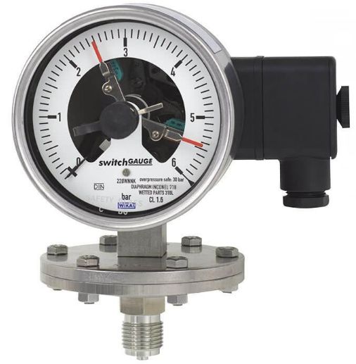 WIKA DN 25 Analogue Pressure Gauge 10bar Bottom Entry 100mm Outside Diameter