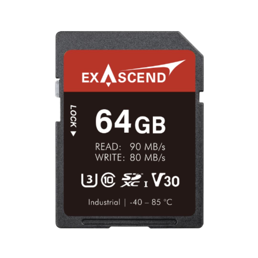 Exascend 64 GB Industrial SDXC SD Card, Class 10, UHS-1 (U3), V30