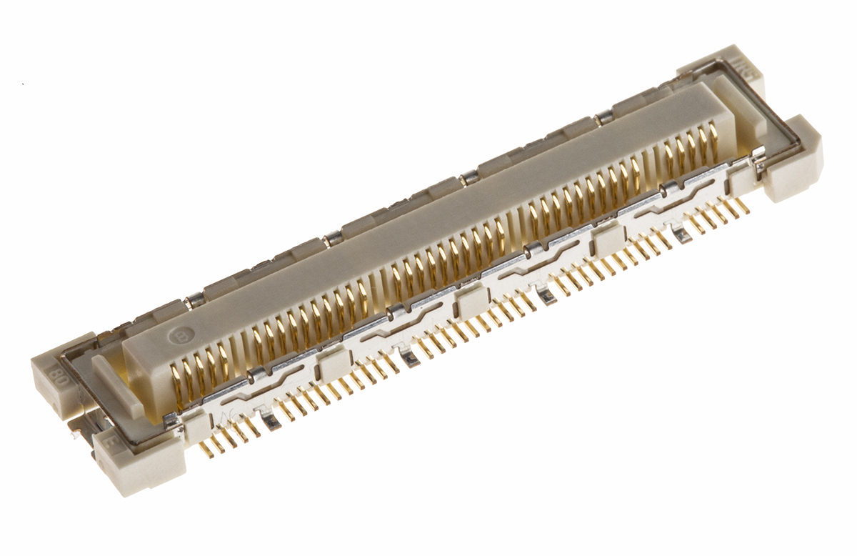 Hirose FunctionMAX FX10 Series Straight Surface Mount PCB Socket, 8, 80-Contact, 2-Row, 0.5mm Pitch, Solder Termination