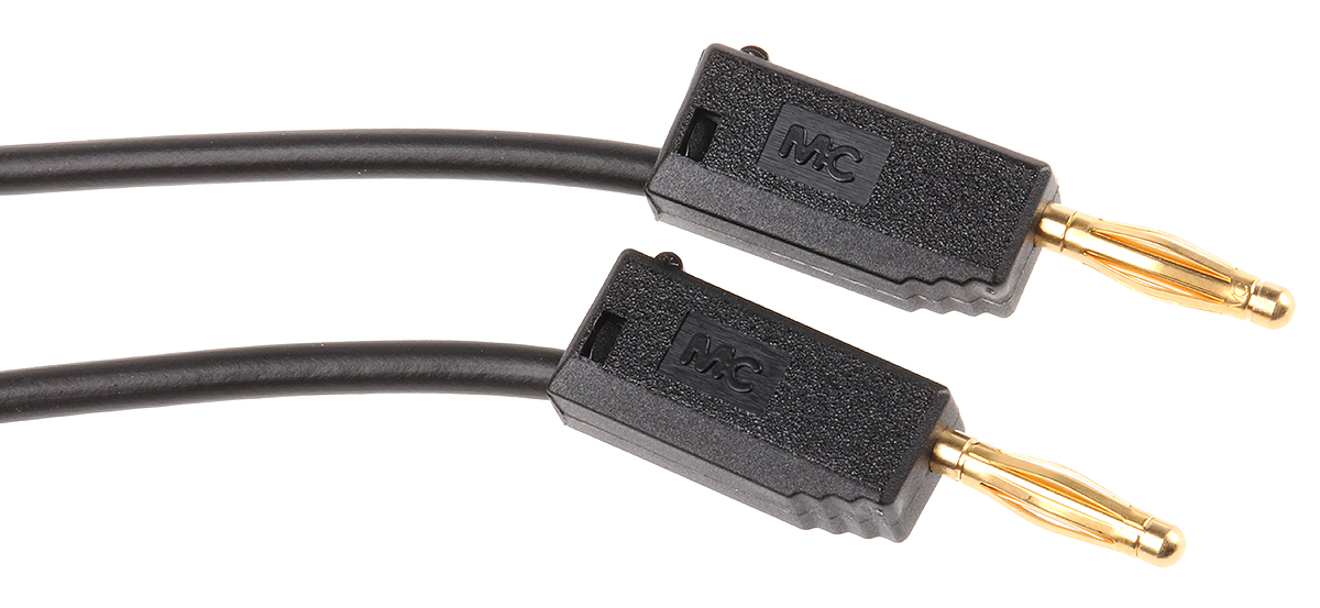 Staubli 2 mm Connector Test Lead, 10A, 30 V ac, 60V dc, Black, 500mm Lead Length