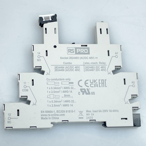 RS PRO 48V ac/dc DIN Rail Relay Socket, for use with RS PRO 1 Pole PCB Relays