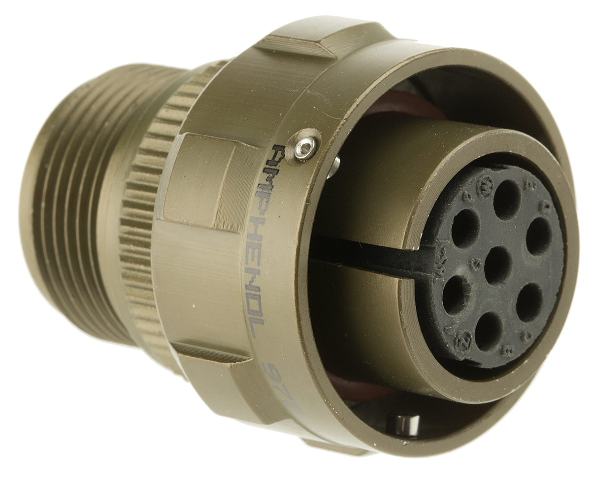 Amphenol Limited, 97B, Brass 7 Way Cable Mount MIL Spec Circular Connector Plug, Socket Contacts,Shell Size 16S,