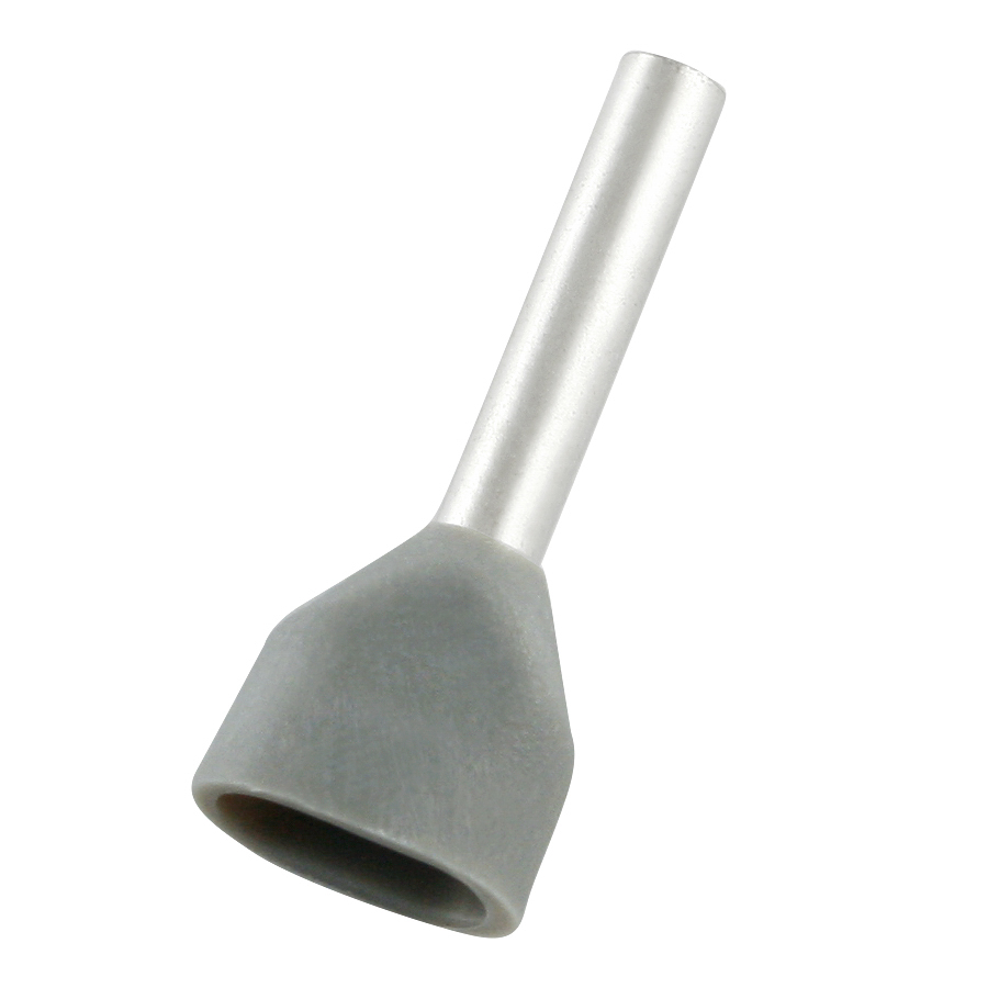 RS PRO Insulated Crimp Bootlace Ferrule, 10mm Pin Length, 3.2mm Pin Diameter, 2 x 2.5mm² Wire Size, Grey