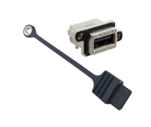 Amphenol Communications Solutions Right Angle, Panel Mount, Socket- Single Port Type A 2.0 IP67 USB Connector