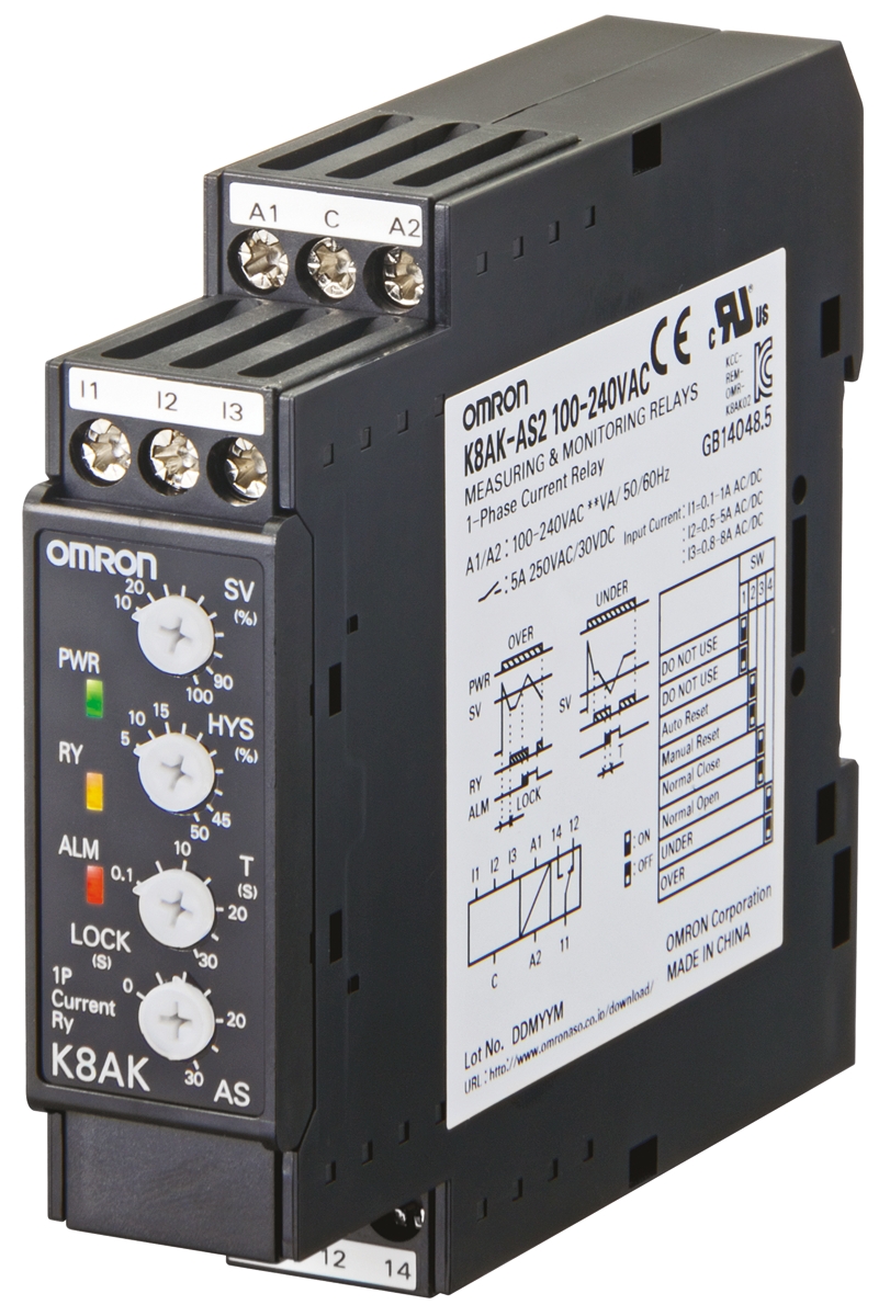 Omron Current Monitoring Relay, 1 Phase, SPDT, DIN Rail
