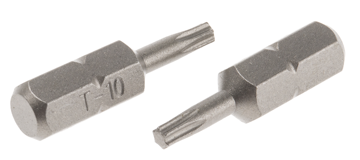 RS PRO Star Driver Bit, T10 mm Tip, 1/4 in Drive, 25mm Overall